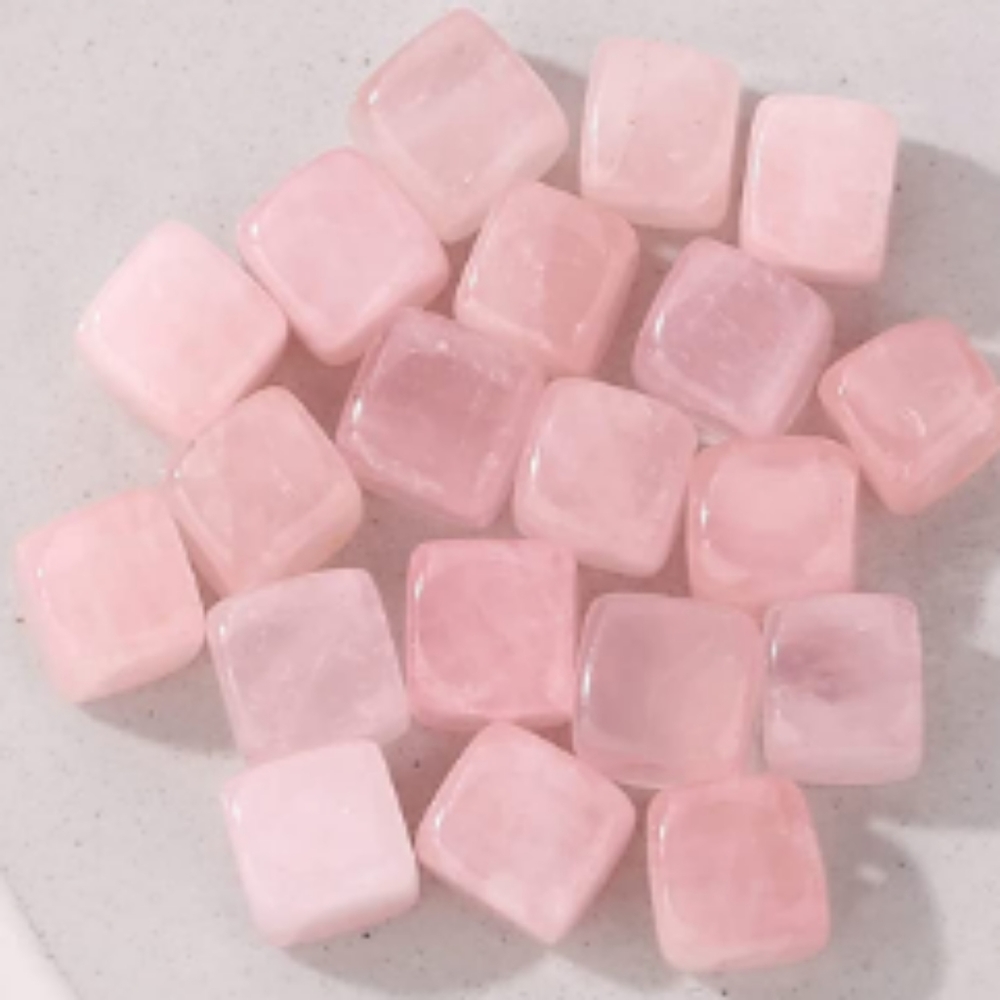 💗5/$55 Genuine Pink Rose Quartz Cube Heart Love GemStone Worry Pocket Stone New